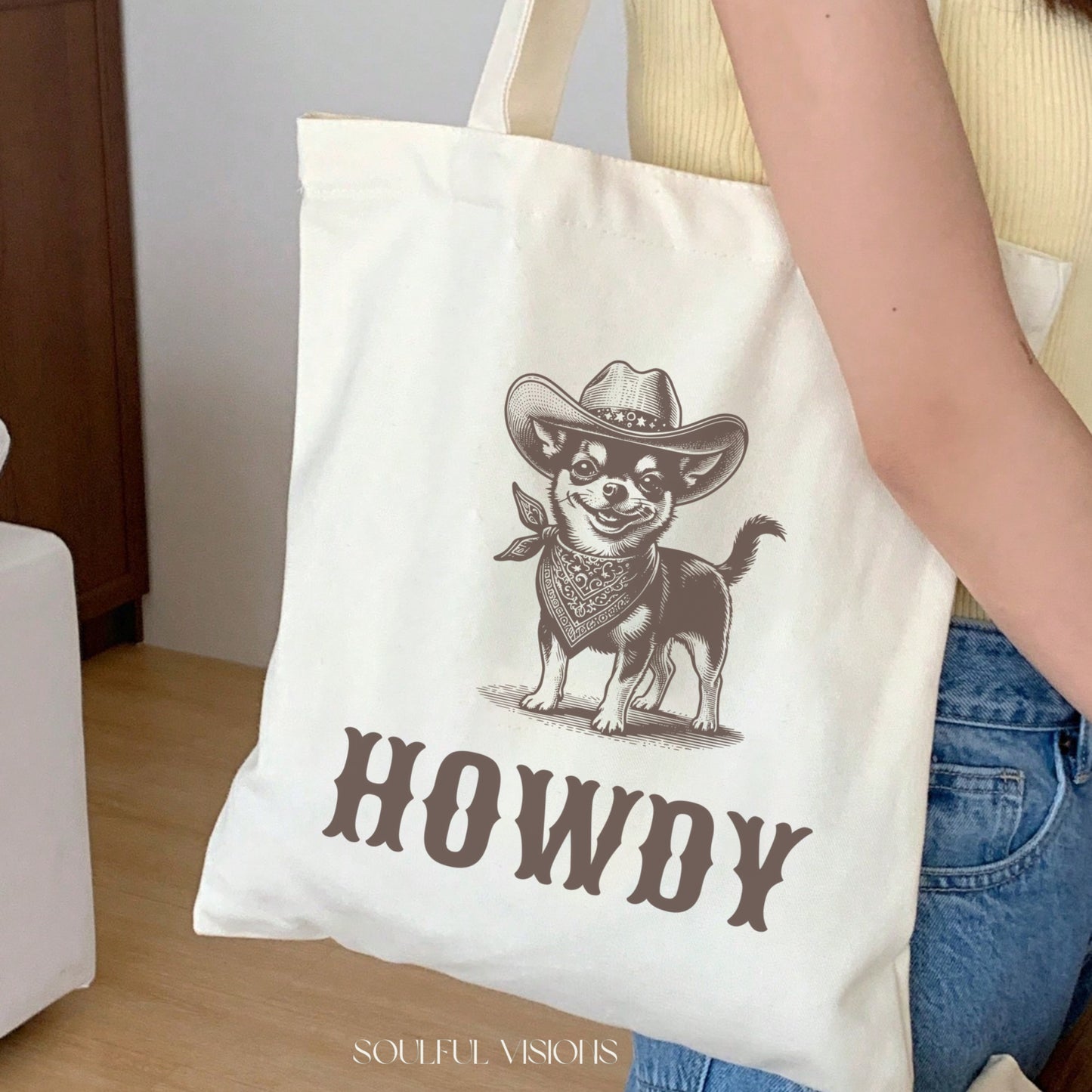 Howdy Chihuahua Tote Bag