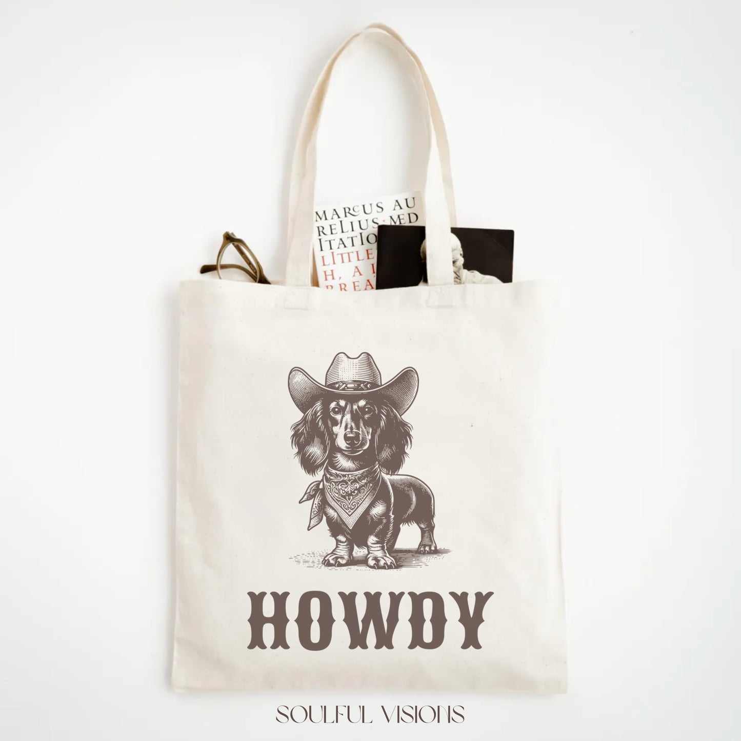 Howdy Dachshund Long Haired Tote Bag