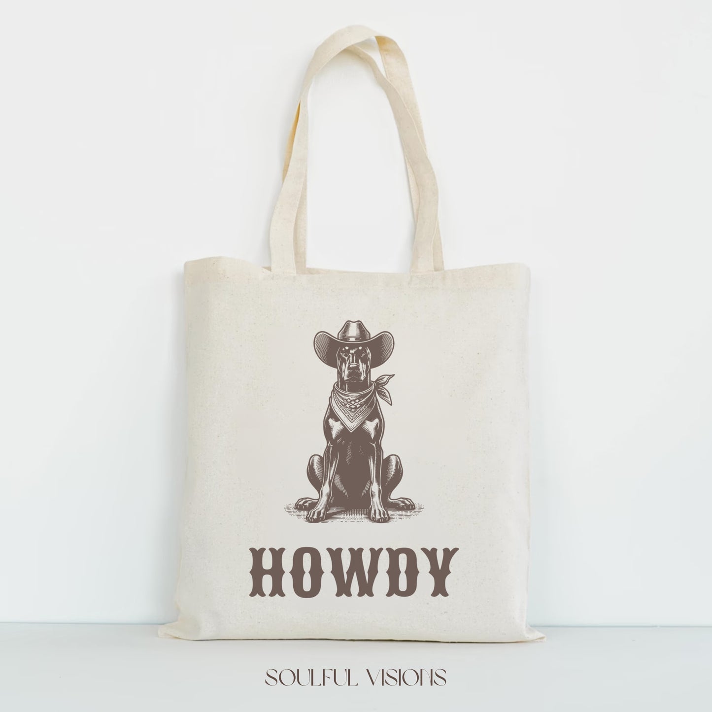 Howdy Doberman Tote Bag