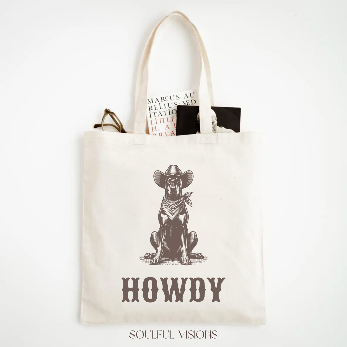 Howdy Doberman Tote Bag