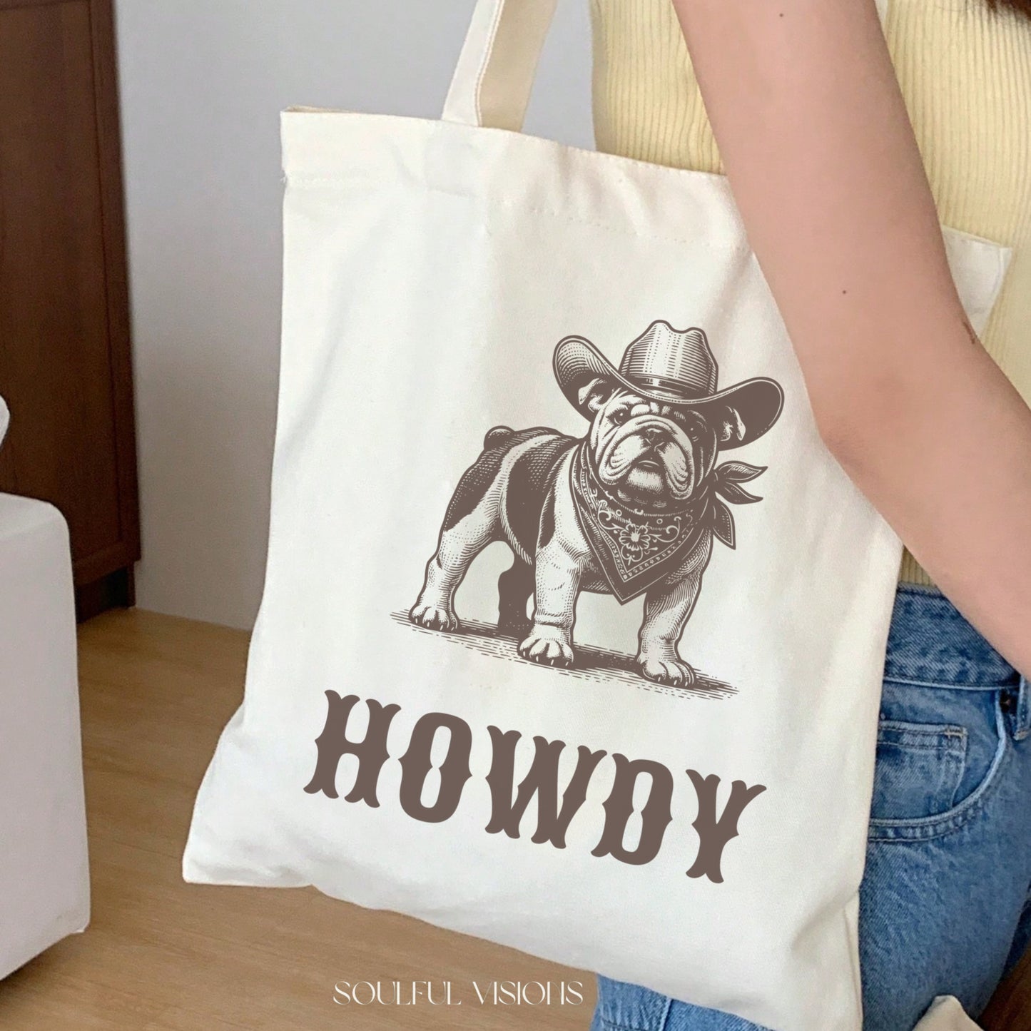 Howdy English Bulldog Tote Bag
