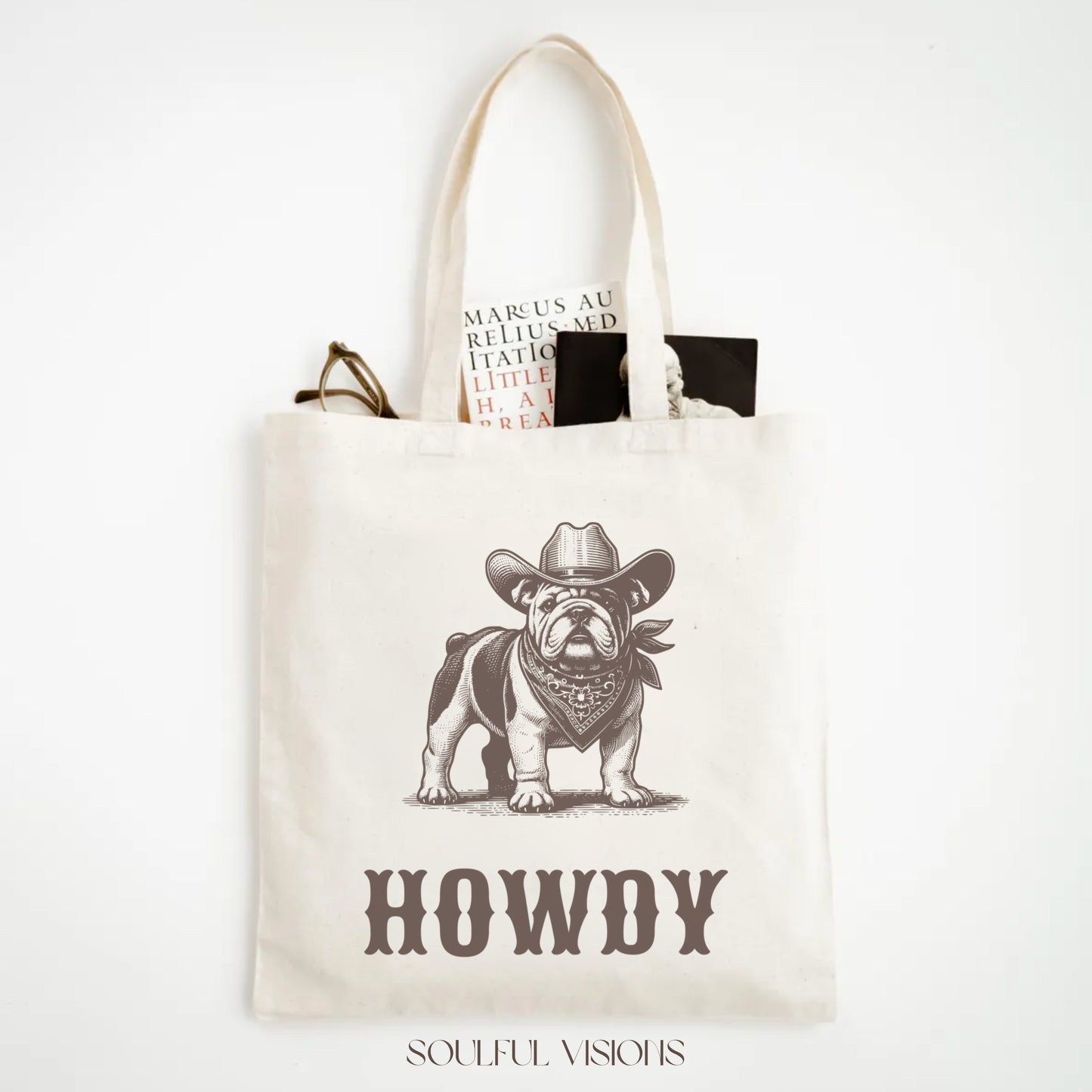 Howdy English Bulldog Tote Bag