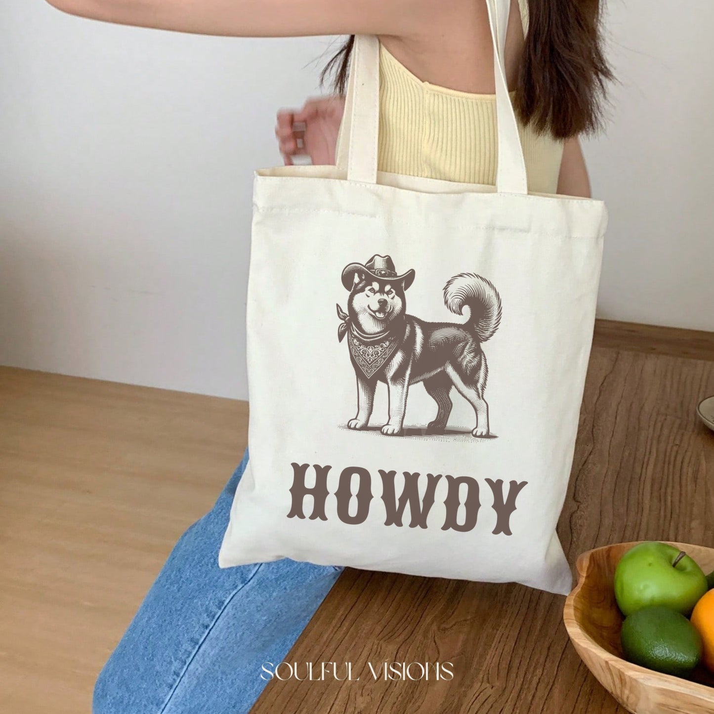 Howdy Husky Tote Bag