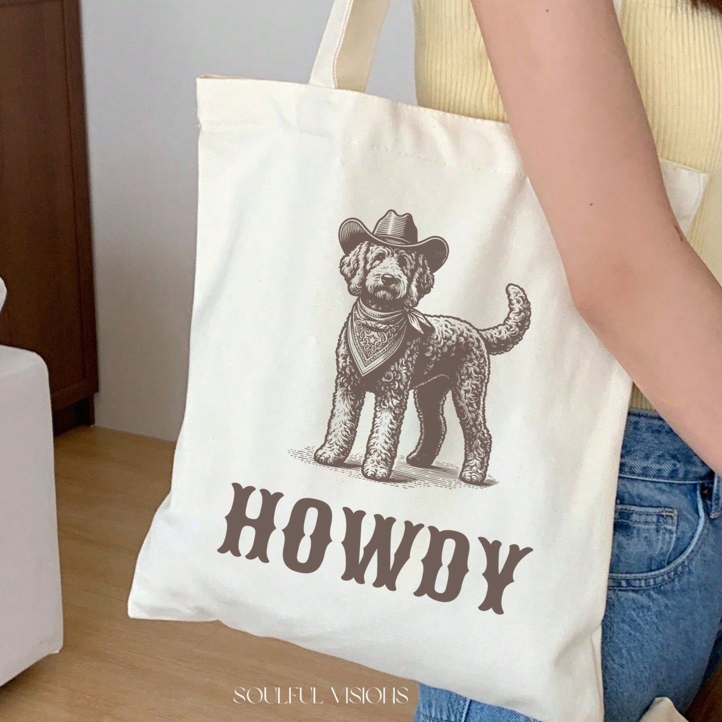 Howdy Labradoodle Tote Bag