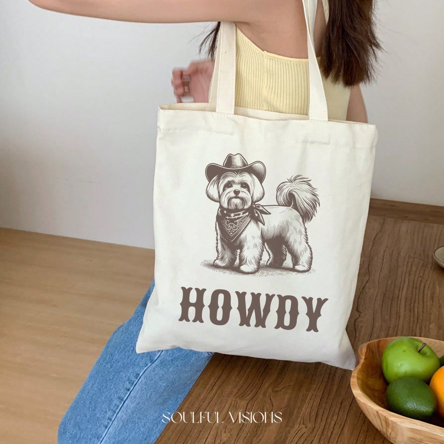 Howdy Maltese Tote Bag
