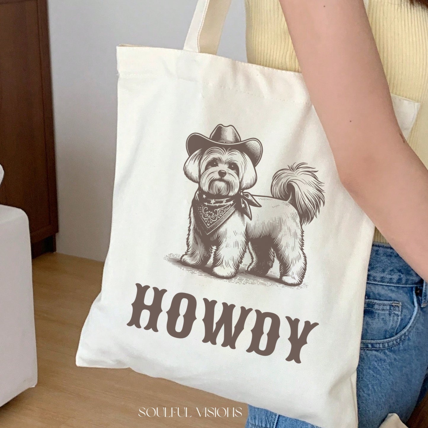 Howdy Maltese Tote Bag