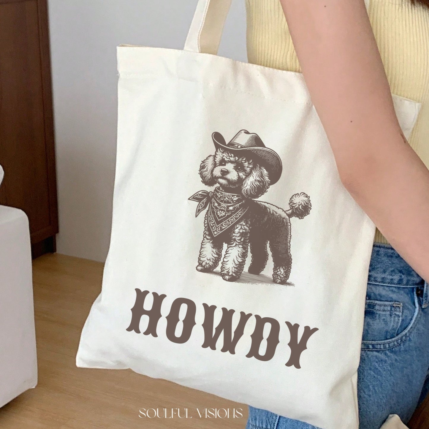 Howdy Mini Poodle Tote Bag