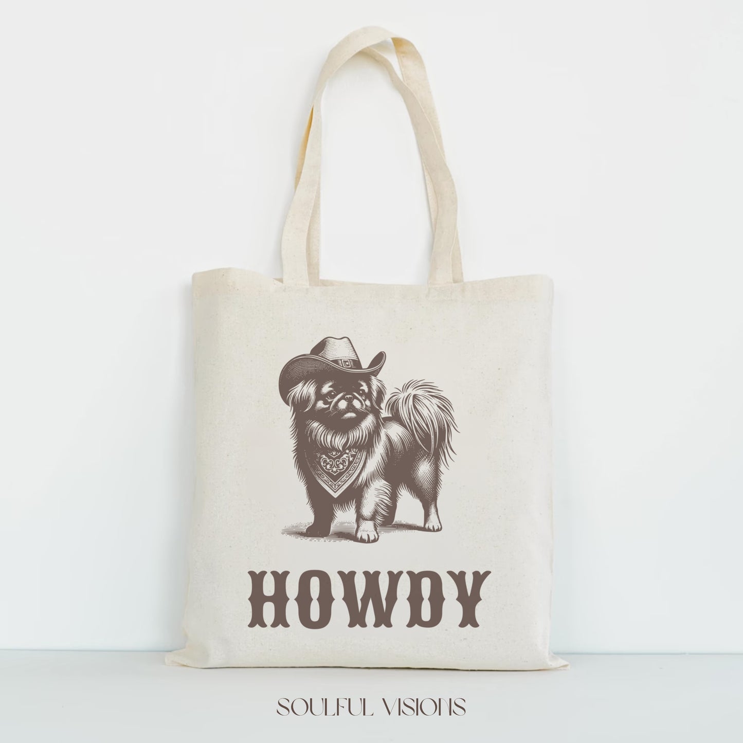 Howdy Pekingese Tote Bag