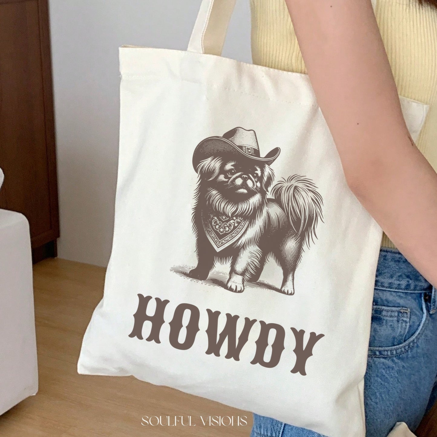 Howdy Pekingese Tote Bag