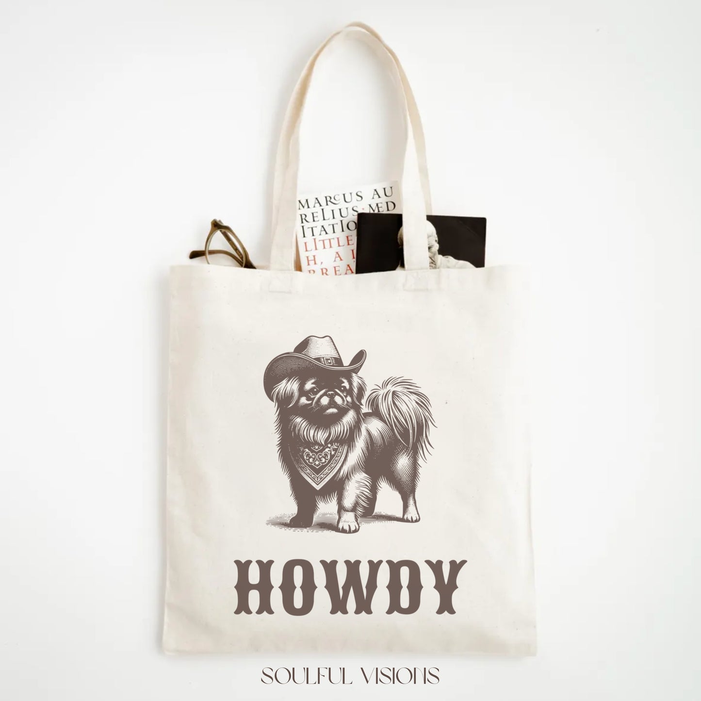 Howdy Pekingese Tote Bag