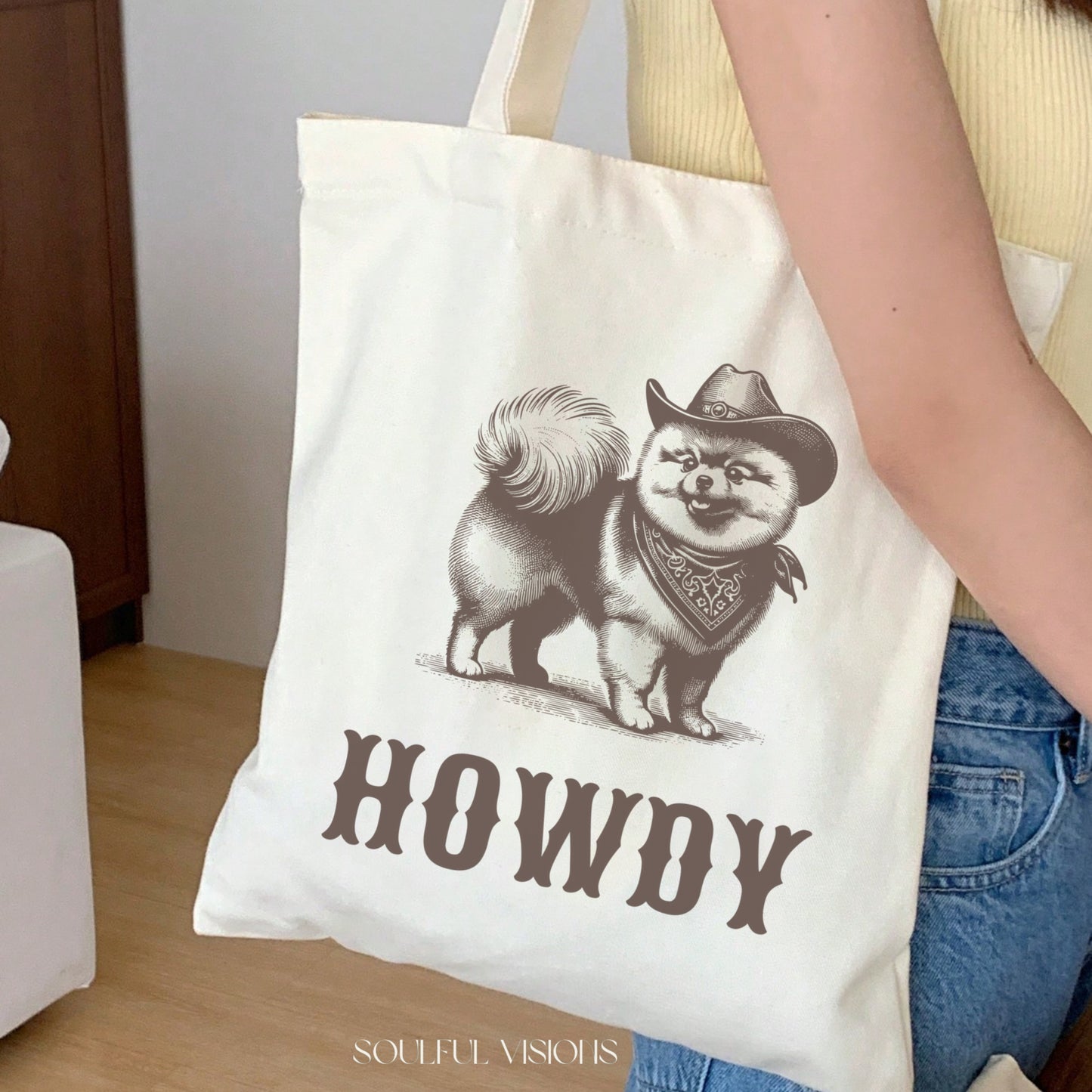Howdy Pomeranian Tote Bag