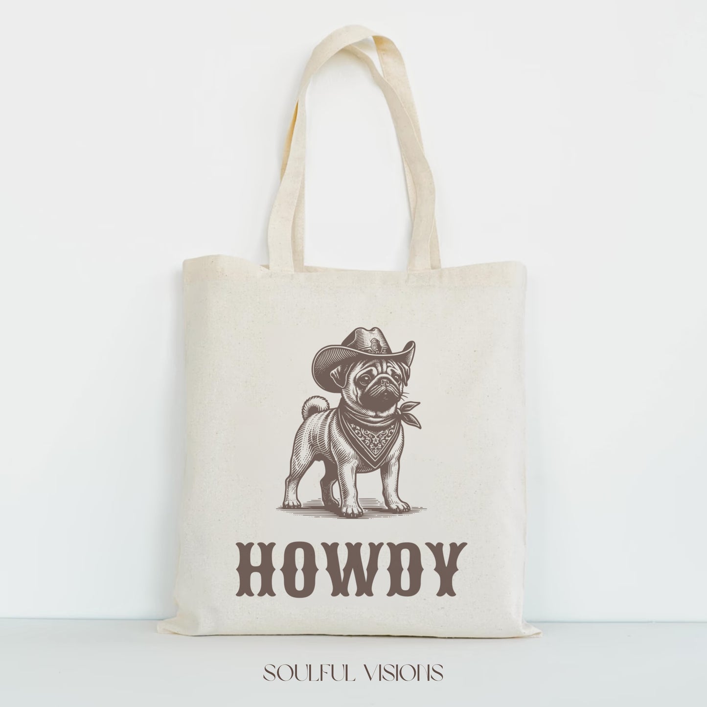 Howdy Pug Tote Bag