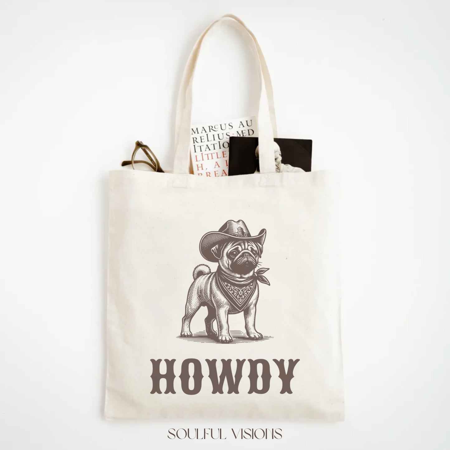 Howdy Pug Tote Bag