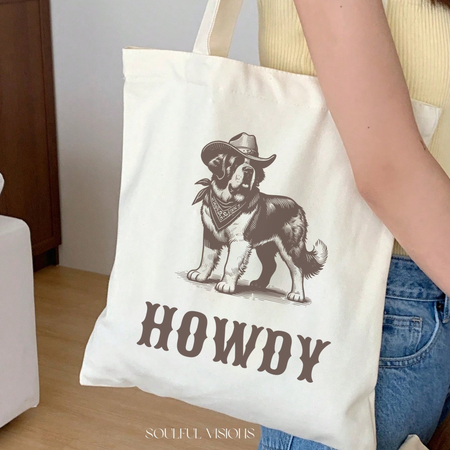 Howdy Saint Bernard Tote Bag