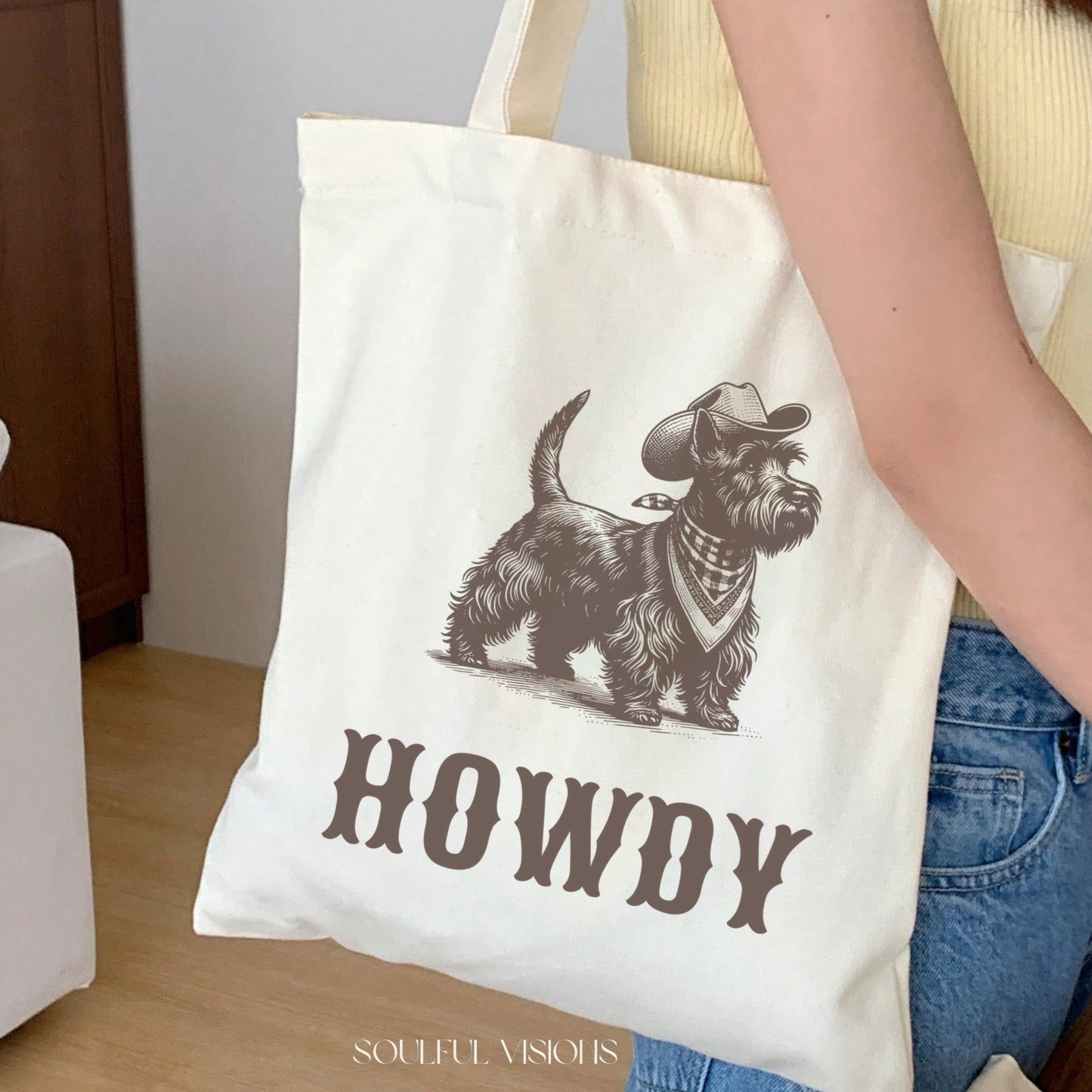 Howdy Scottish Terrier Tote Bag