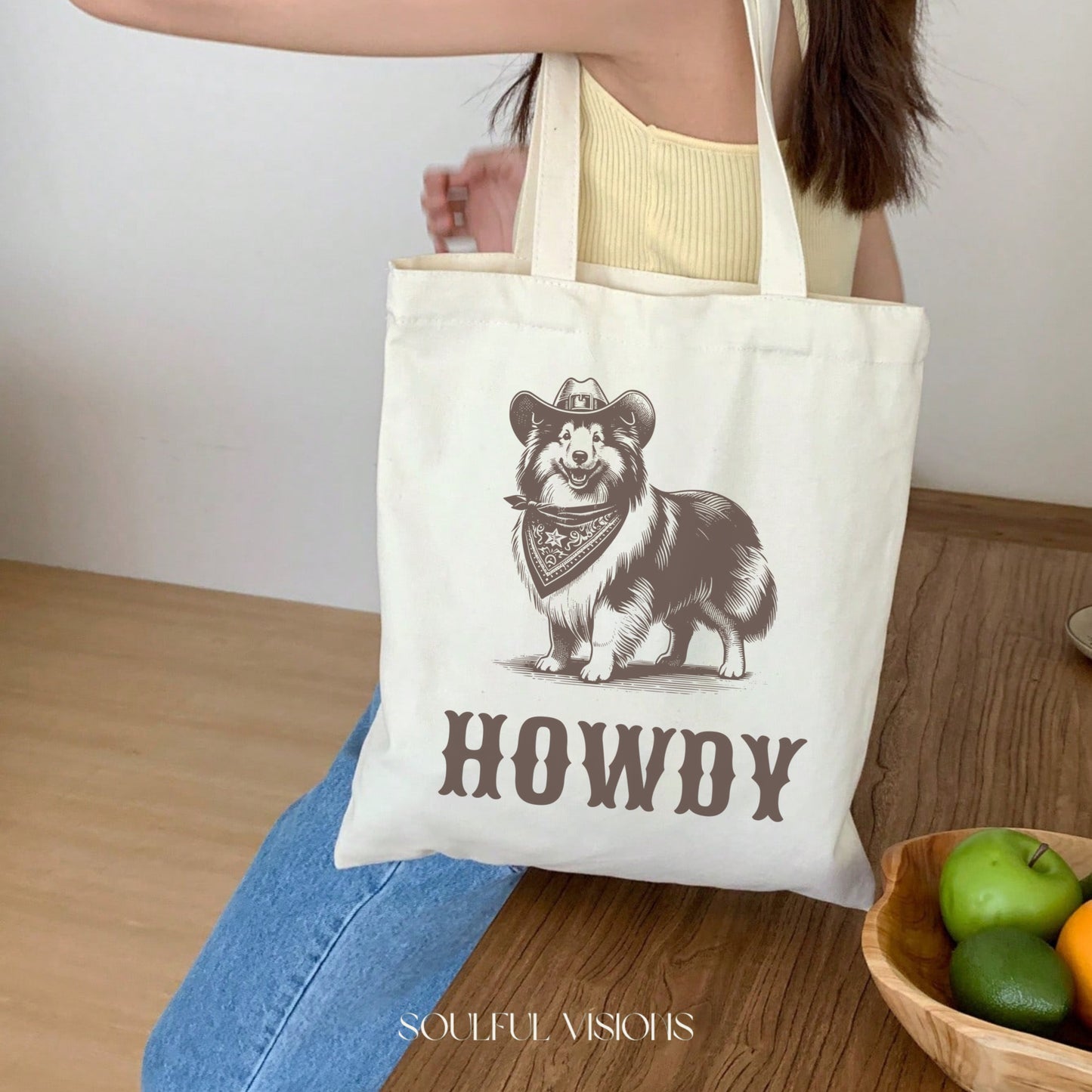 Howdy Shetland Sheepdog Tote Bag