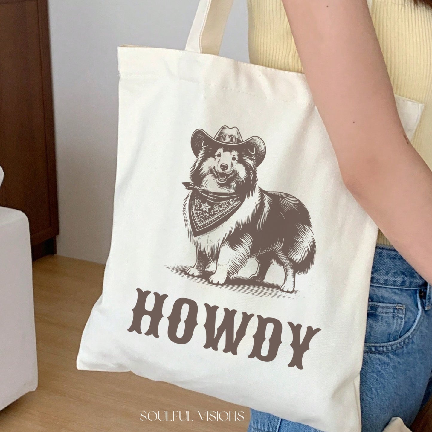 Howdy Shetland Sheepdog Tote Bag