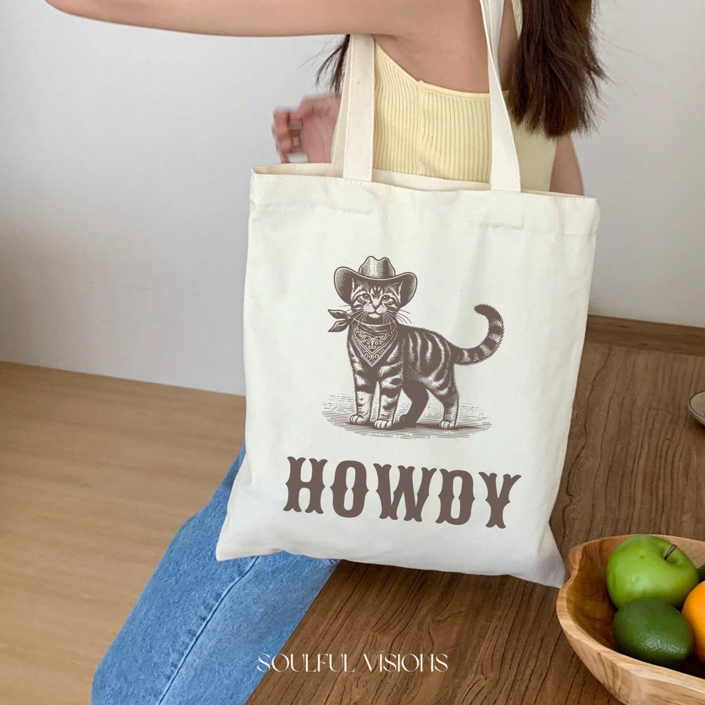 Howdy Tabby Cat Tote Bag