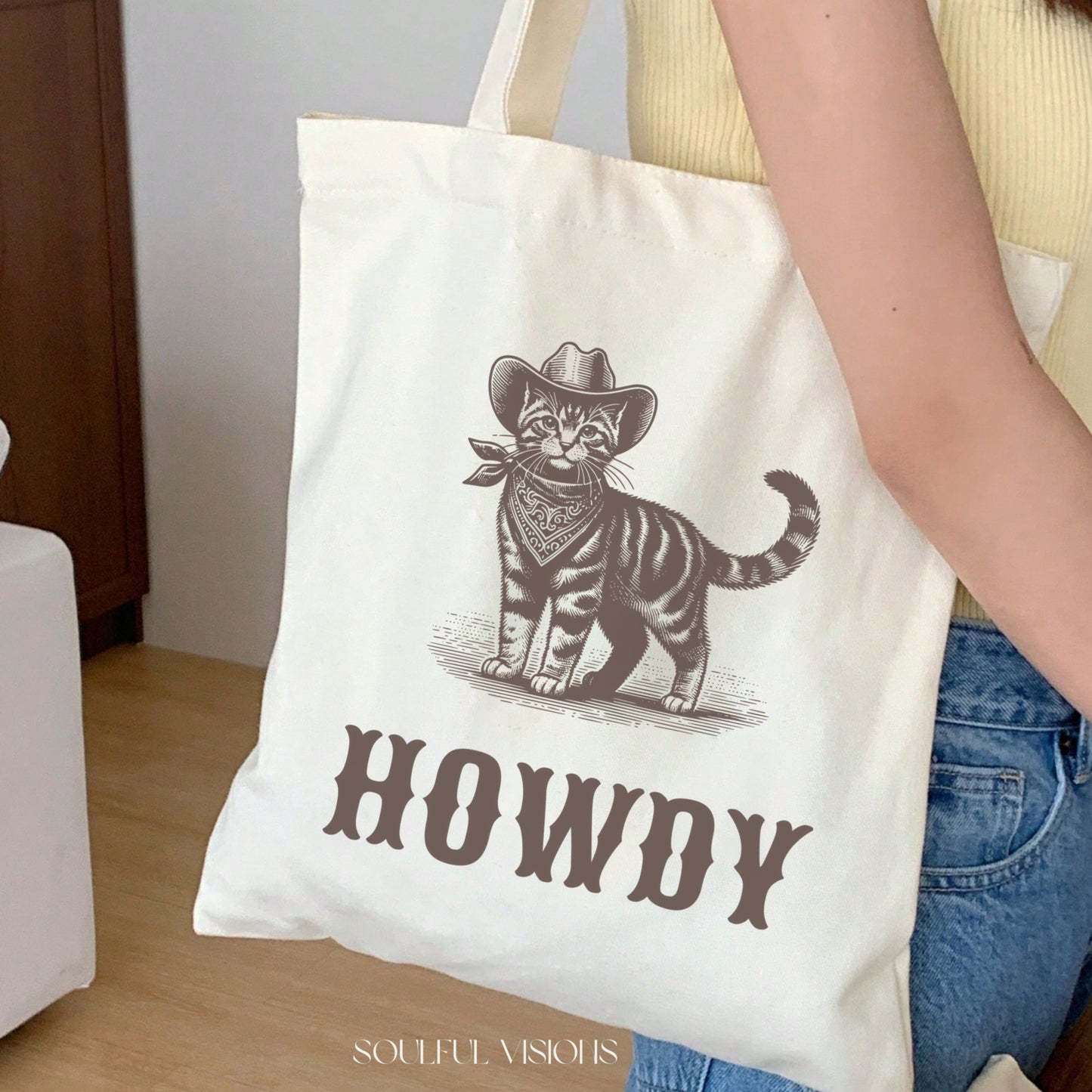 Howdy Tabby Cat Tote Bag