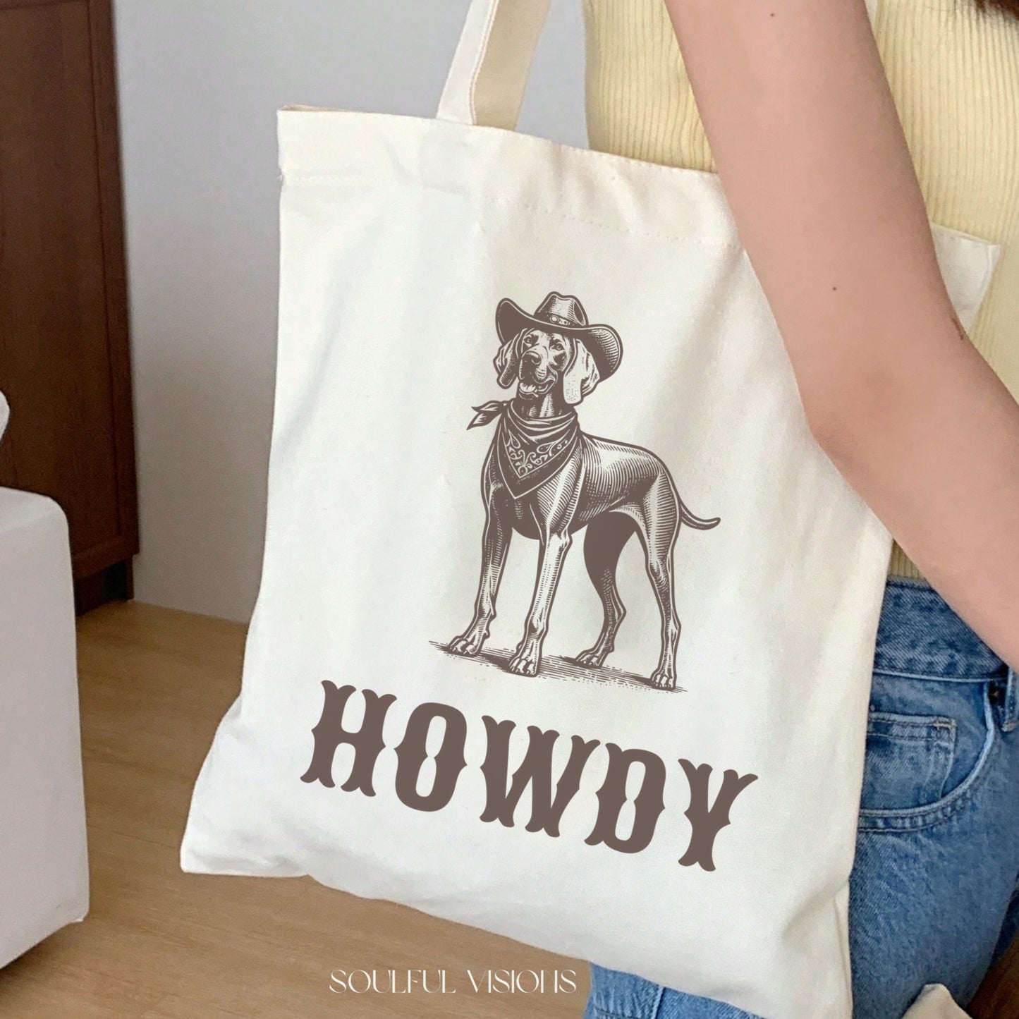 Howdy Weimaraner Tote Bag