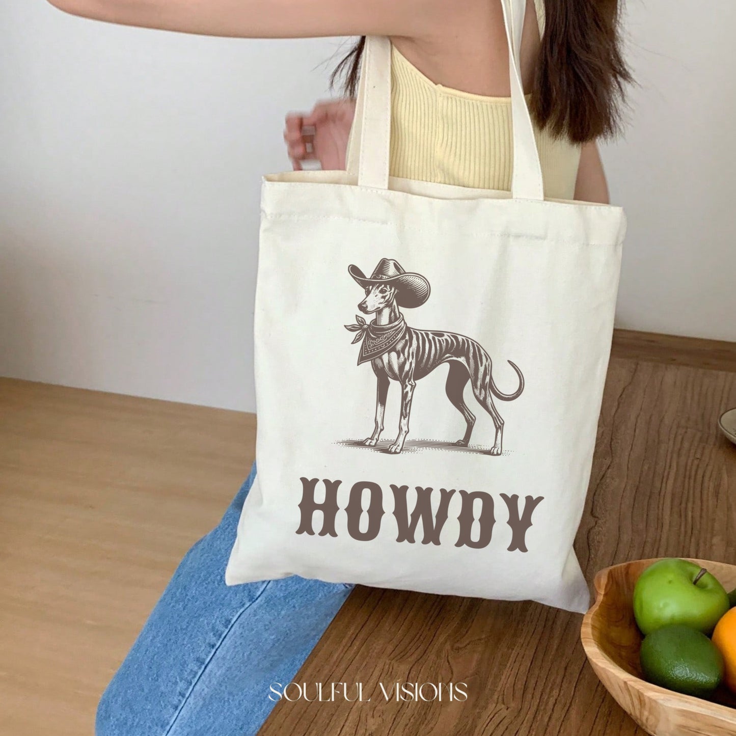 Howdy Whippet Tote Bag
