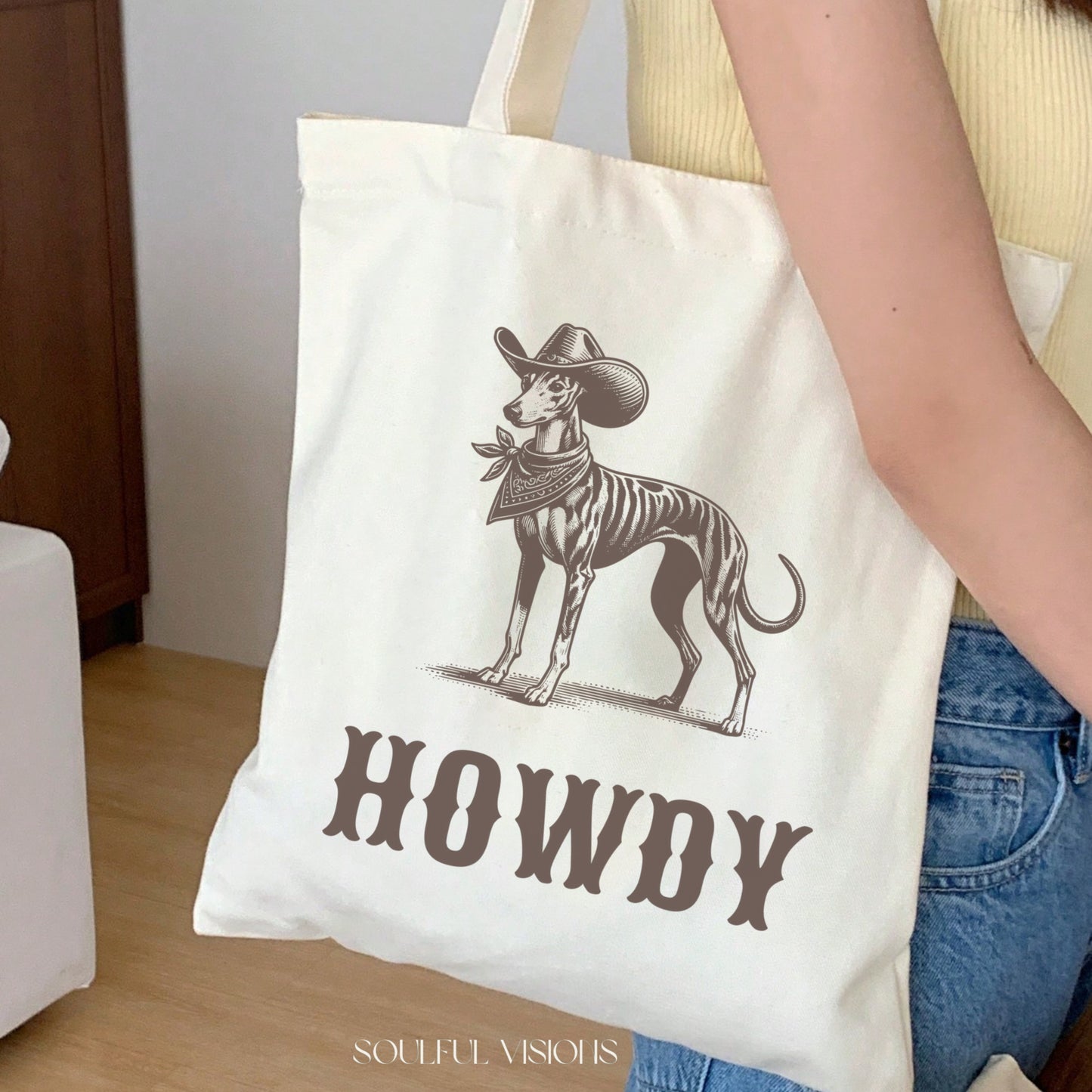 Howdy Whippet Tote Bag
