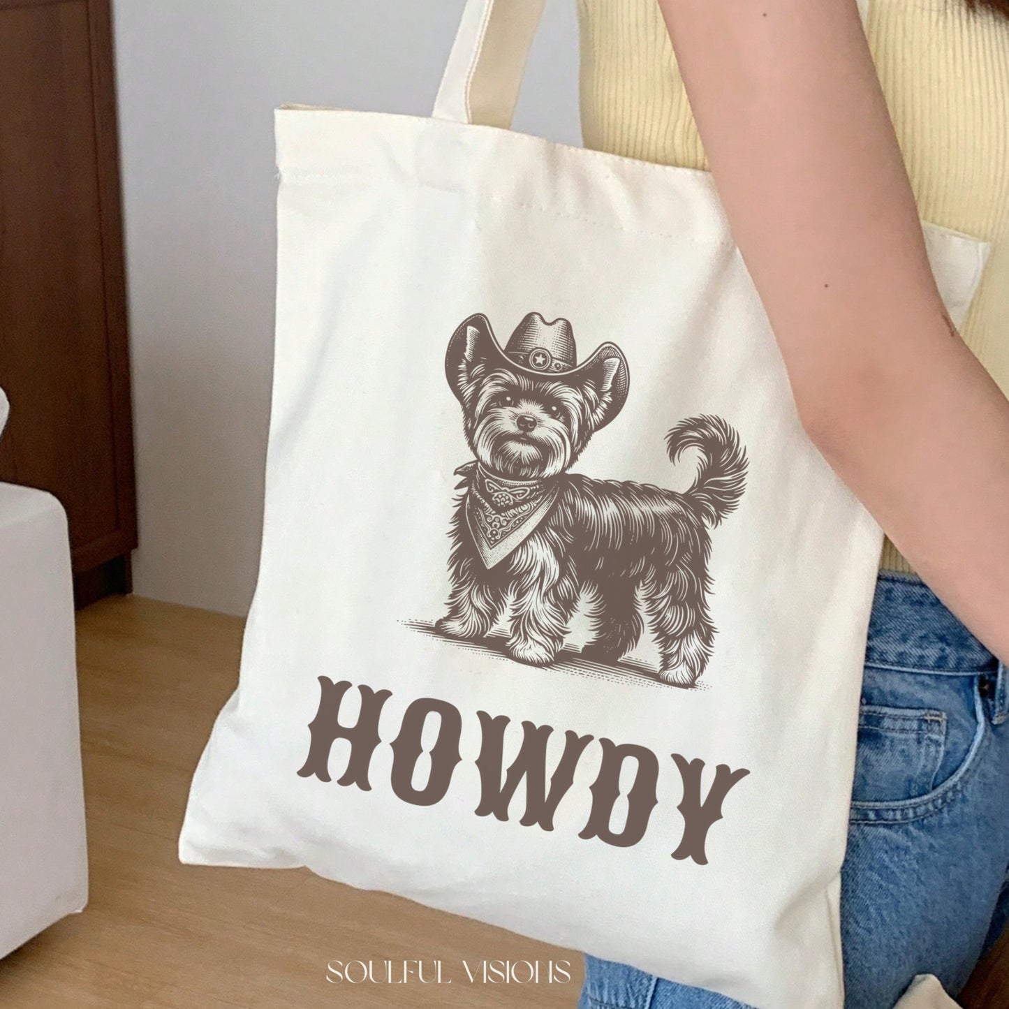 Howdy Yorkshire Terrier Tote Bag