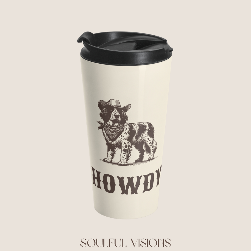 Howdy Large Munsterlander Stainless Steel Travel Mug