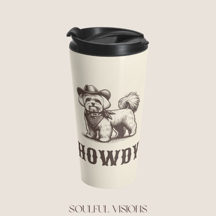 Howdy Maltese Stainless Steel Travel Mug