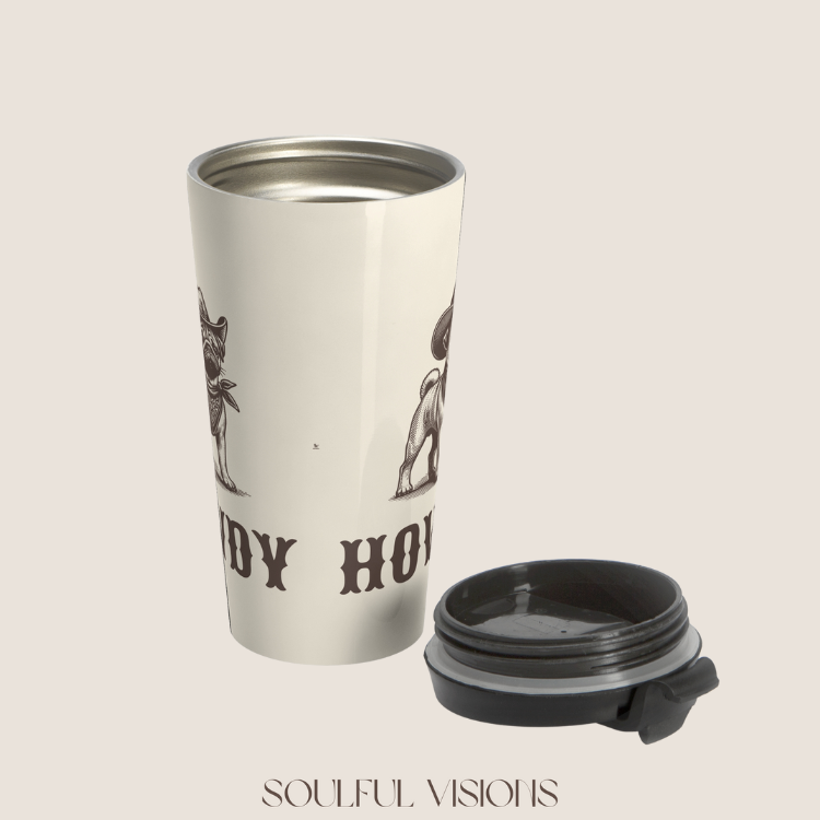 Howdy Pug Stainless Steel Travel Mug