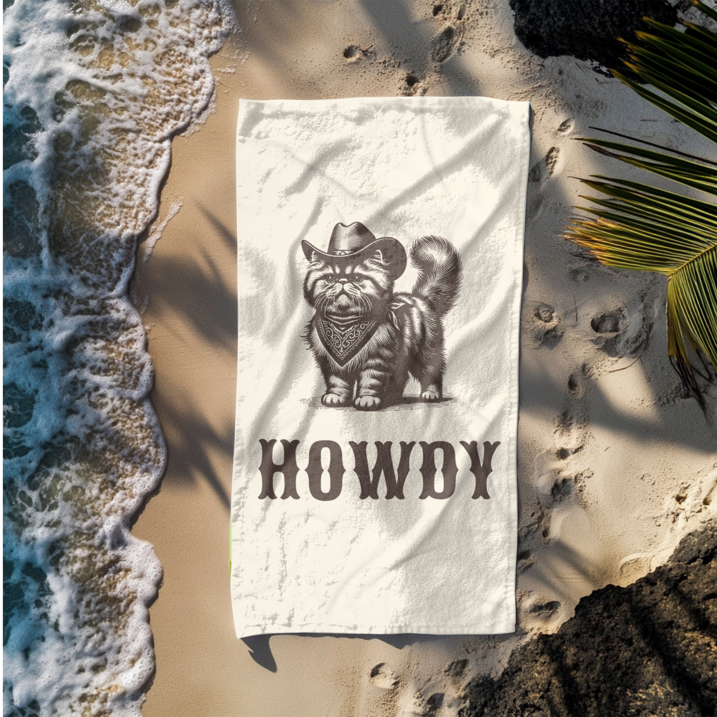 Howdy Persian Cat Beach Towel