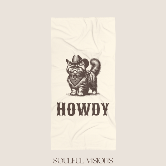 Howdy Persian Cat Beach Towel