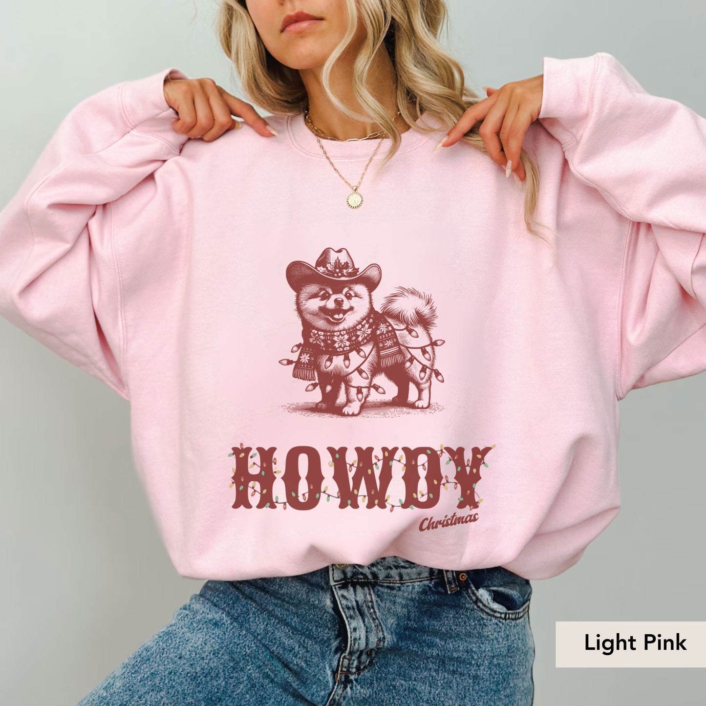 Pomerian Howdy Christmas Sweatshirt