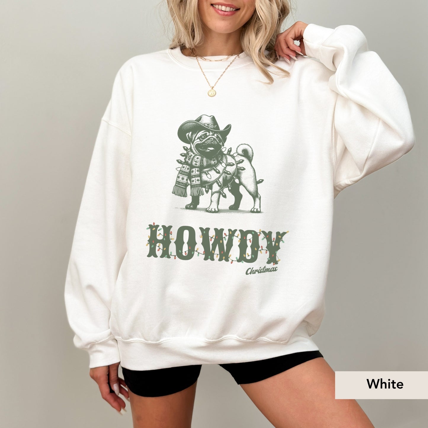 Pug Howdy Christmas Sweatshirt