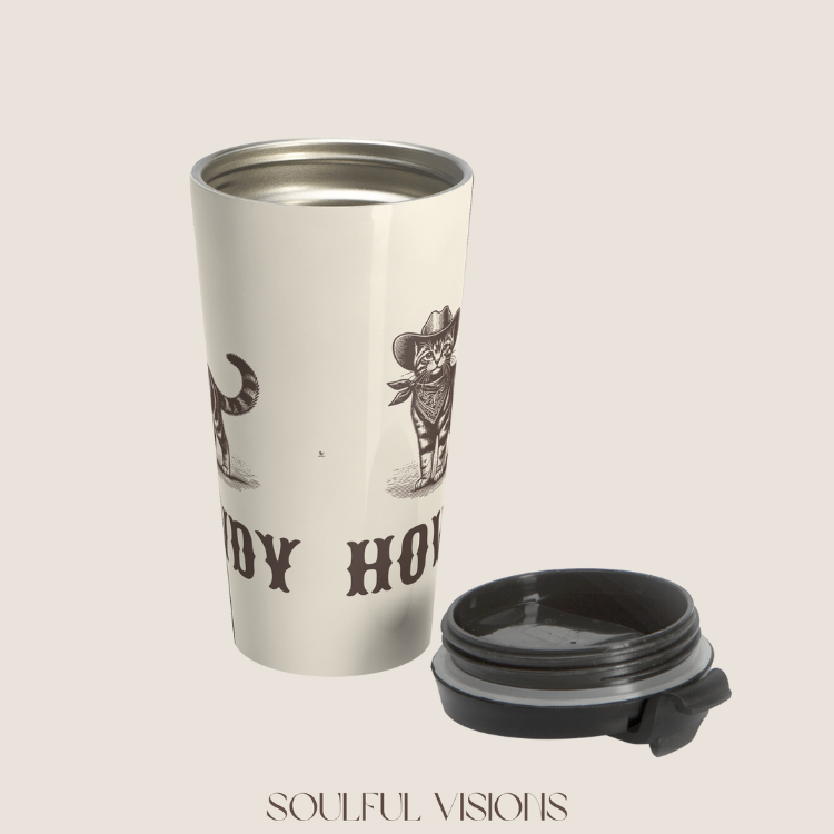 Howdy Tabby Cat Stainless Steel Travel Mug
