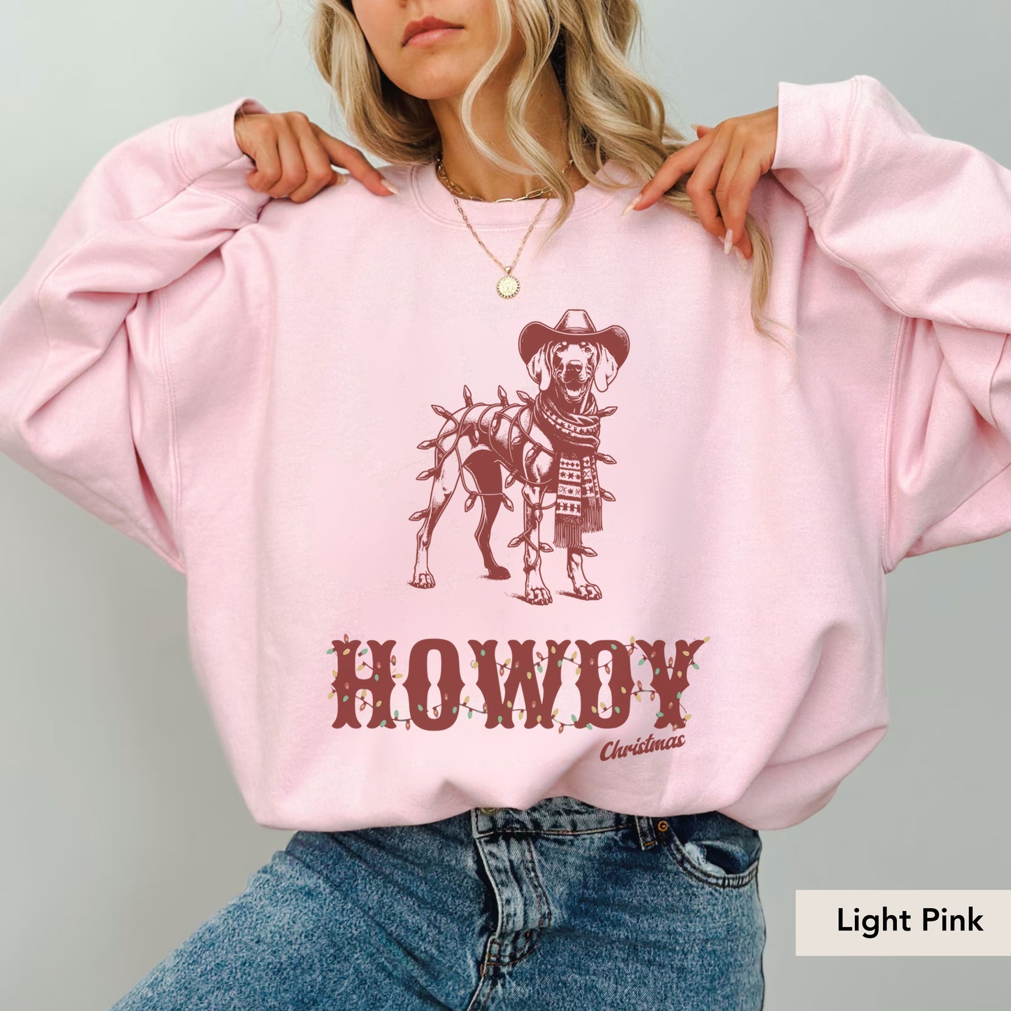 Weimaraner Howdy Christmas Sweatshirt