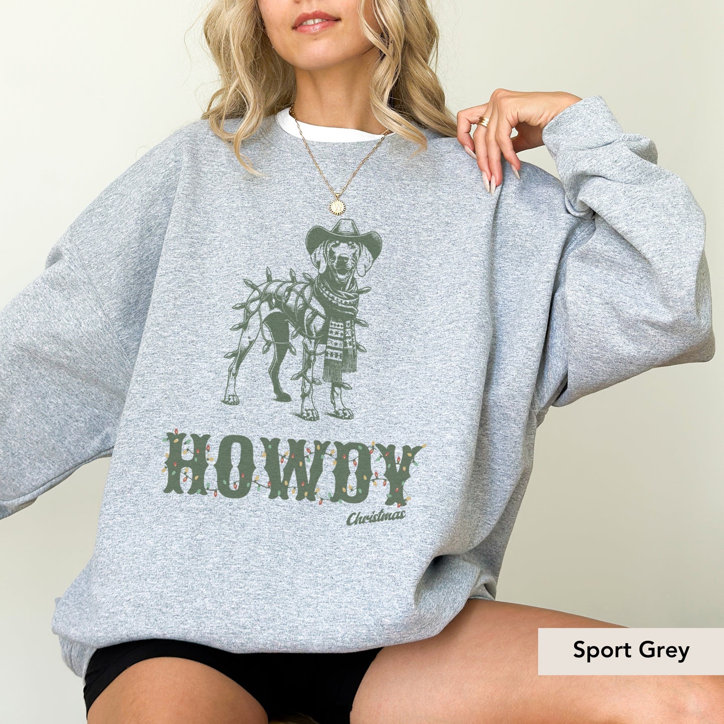 Weimaraner Howdy Christmas Sweatshirt