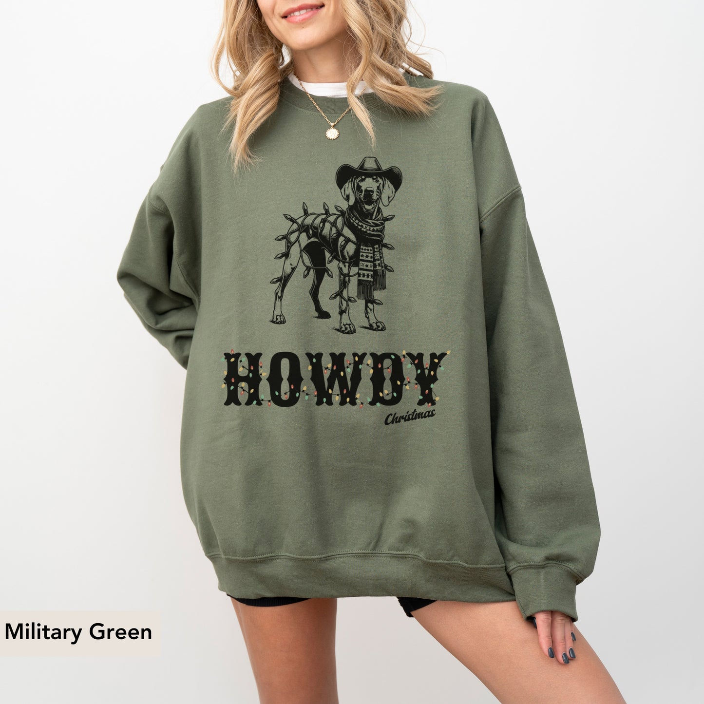 Weimaraner Howdy Christmas Sweatshirt
