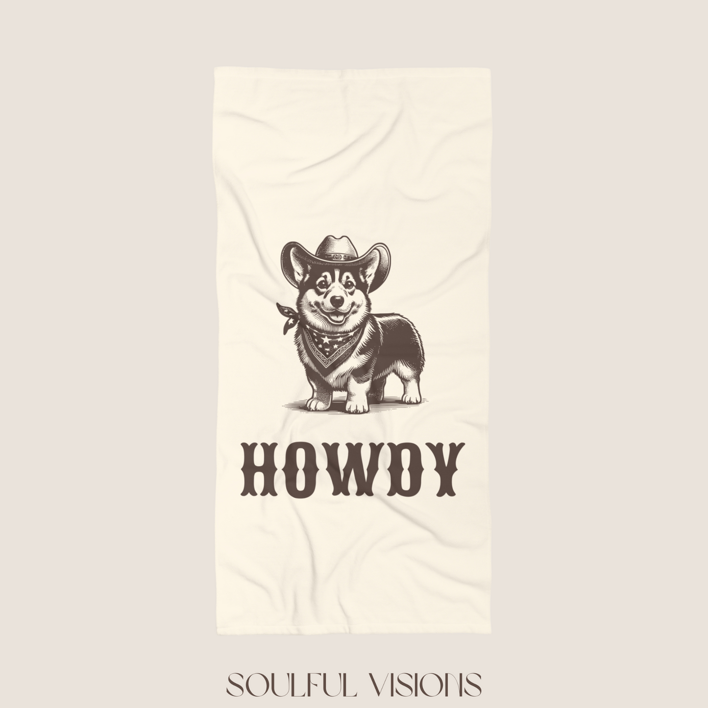 Howdy Corgi Beach Towel