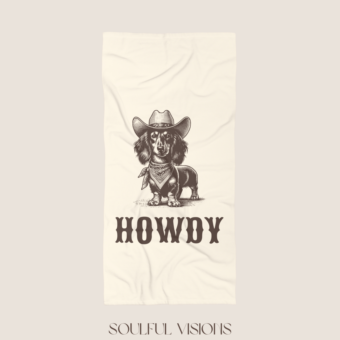 Howdy Dachshund Long Haired Beach Towel