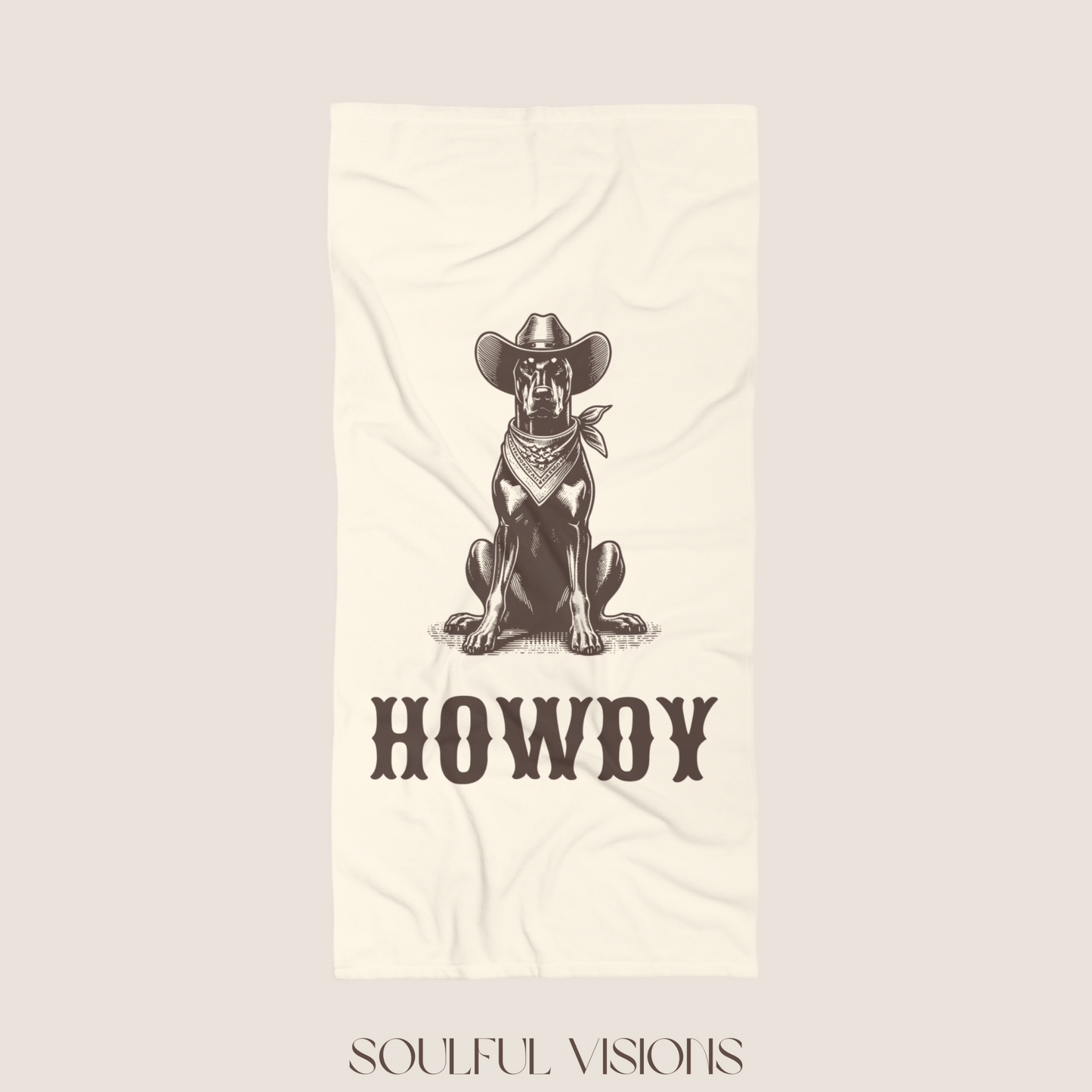Howdy Doberman Beach Towel