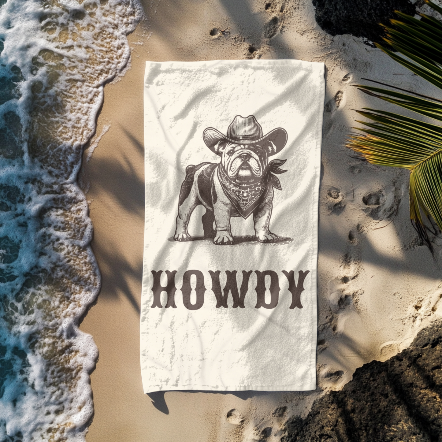 Howdy English Bulldog Beach Towel