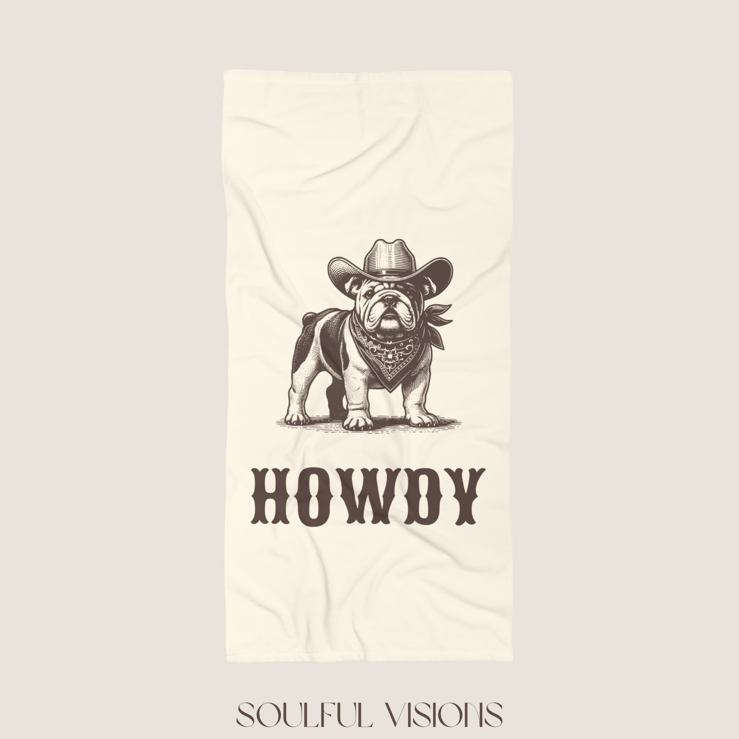 Howdy English Bulldog Beach Towel