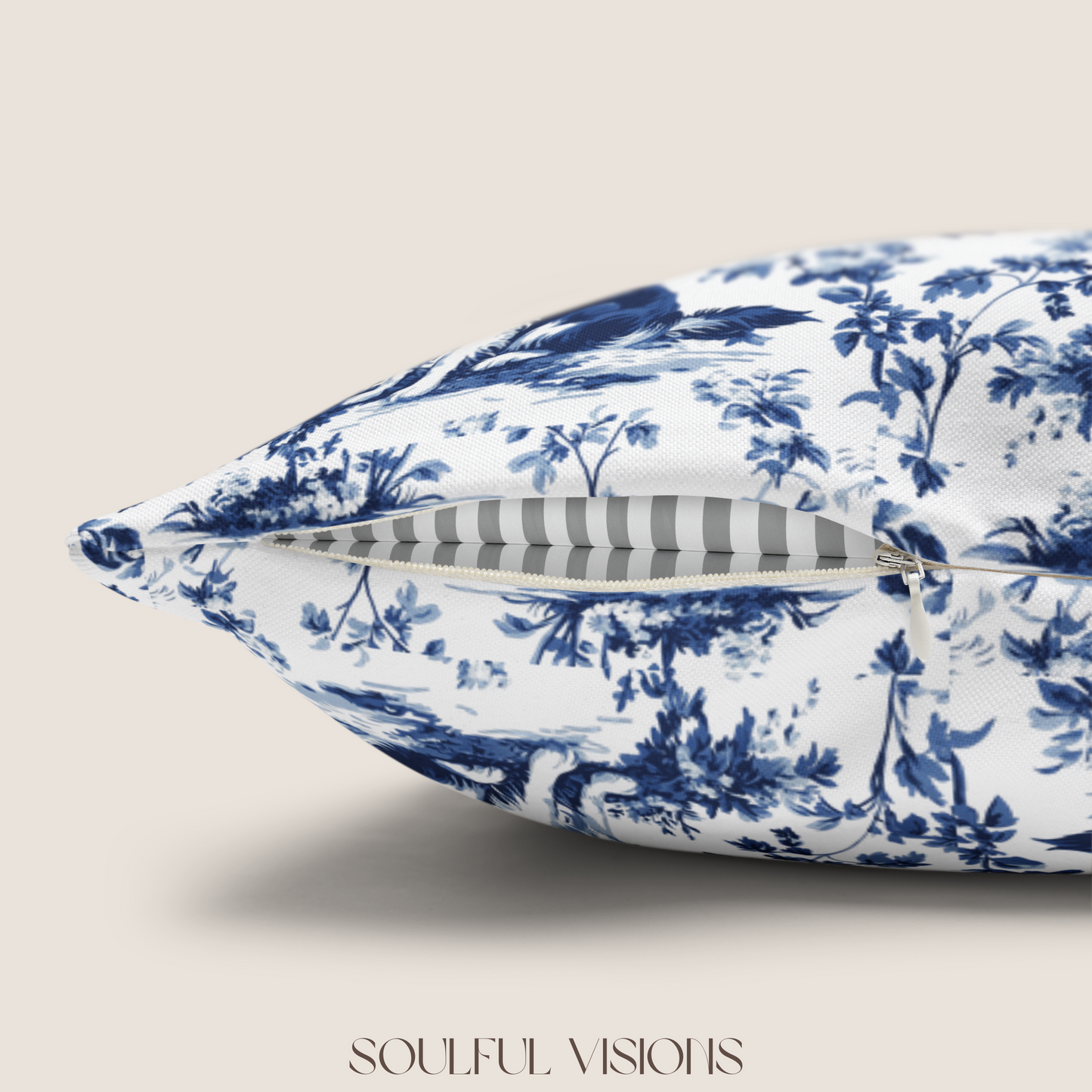 Border Collie Blue French Toile Pillow