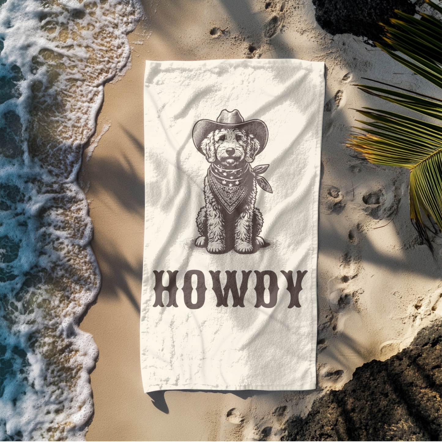 Howdy Golden Doodle Beach Towel