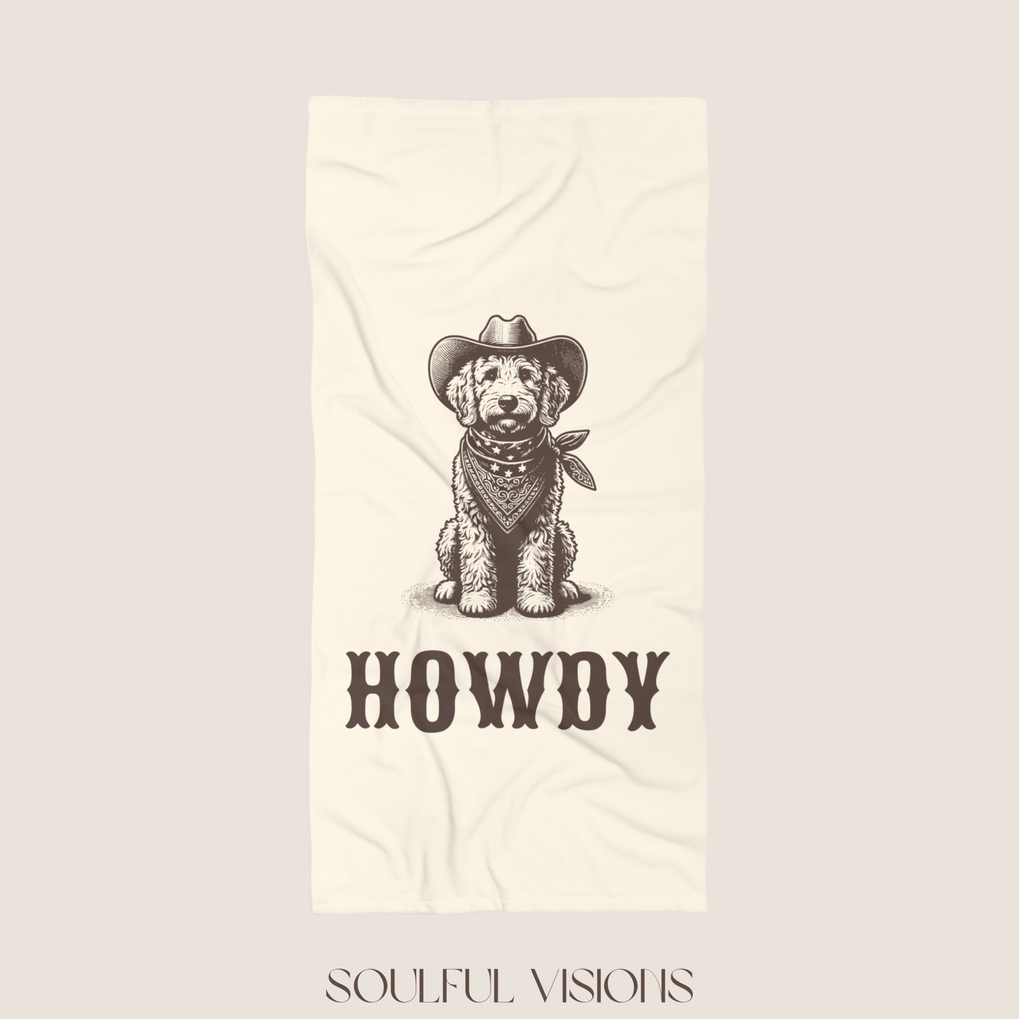 Howdy Golden Doodle Beach Towel