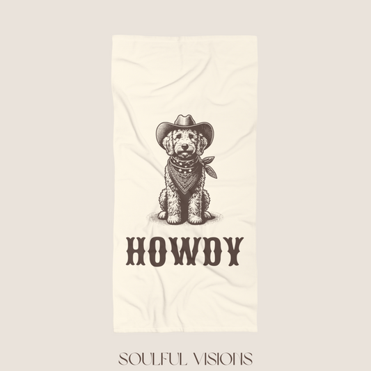 Howdy Golden Doodle Beach Towel
