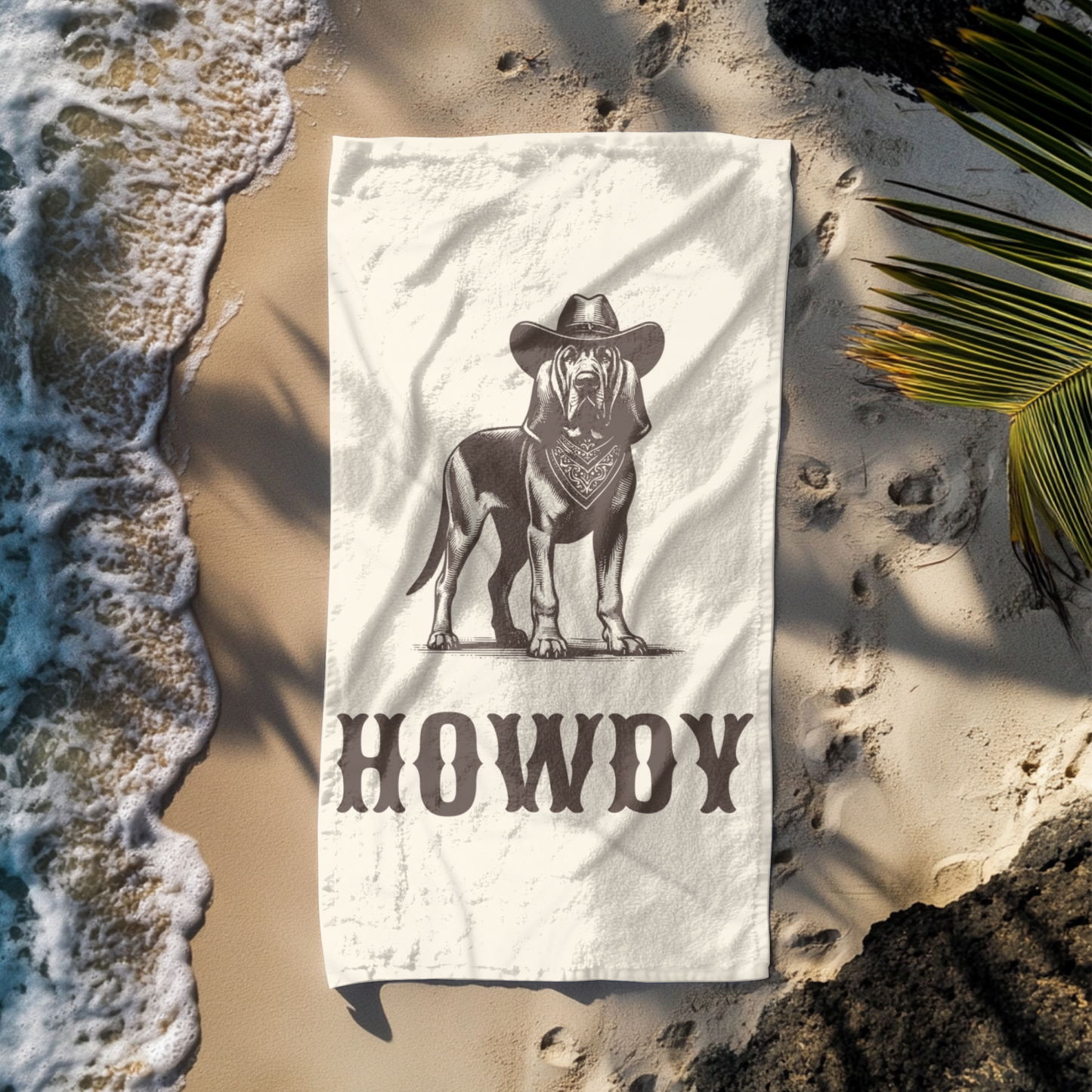Howdy Bloodhound Beach Towel