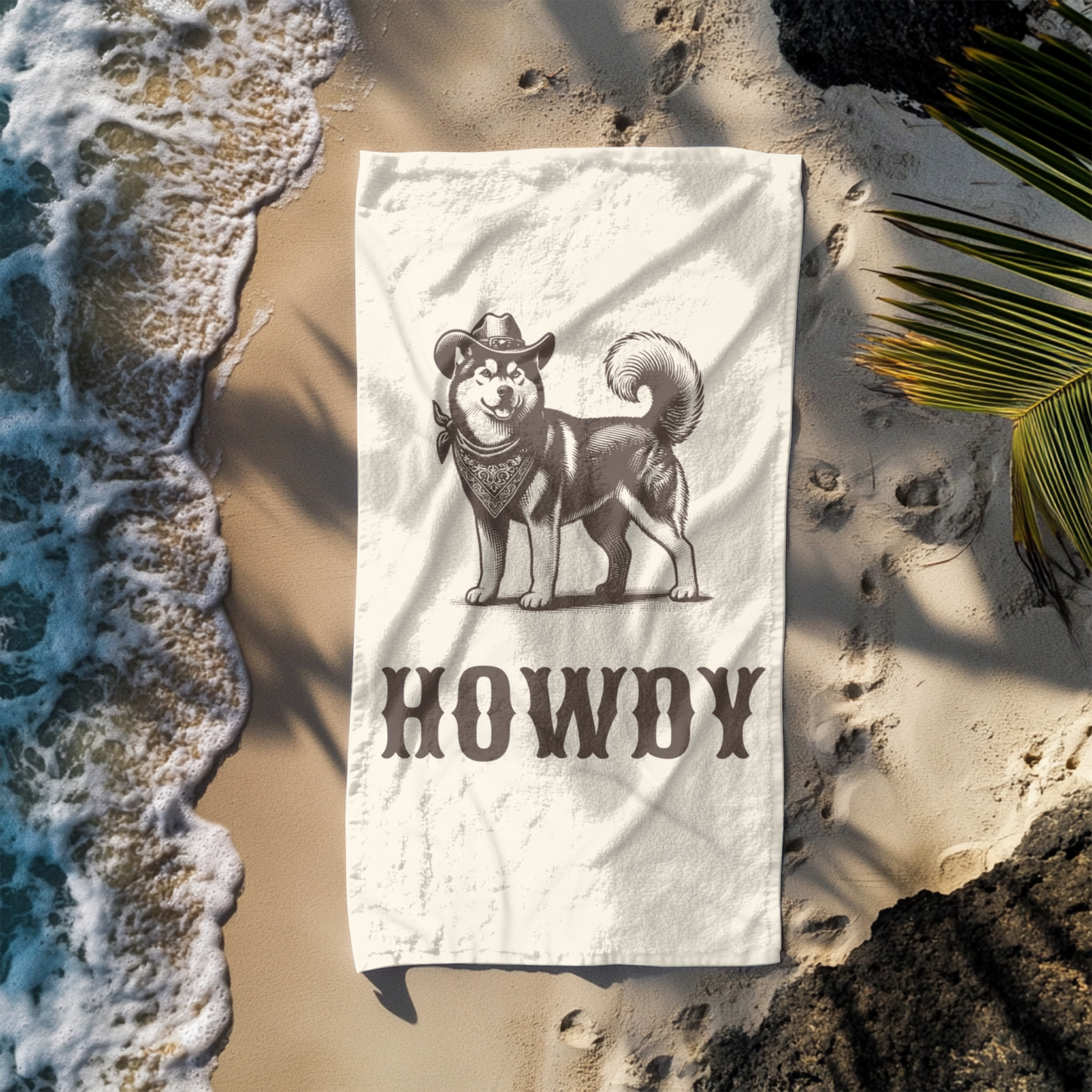 Howdy Husky Beach Towel
