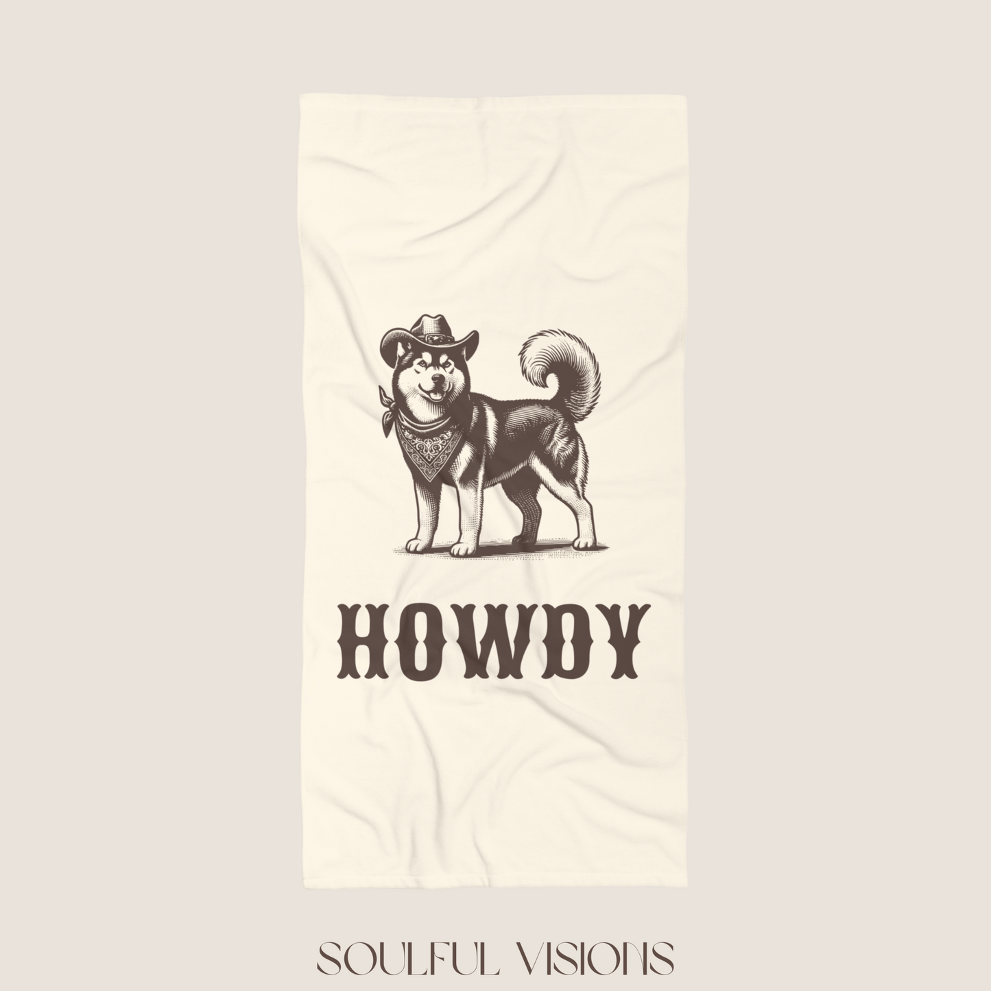 Howdy Husky Beach Towel